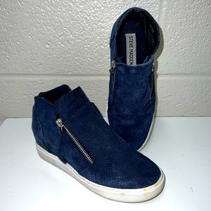 Steve Madden Caliber Women's 6M Sneakers Wedge Perforated Blue